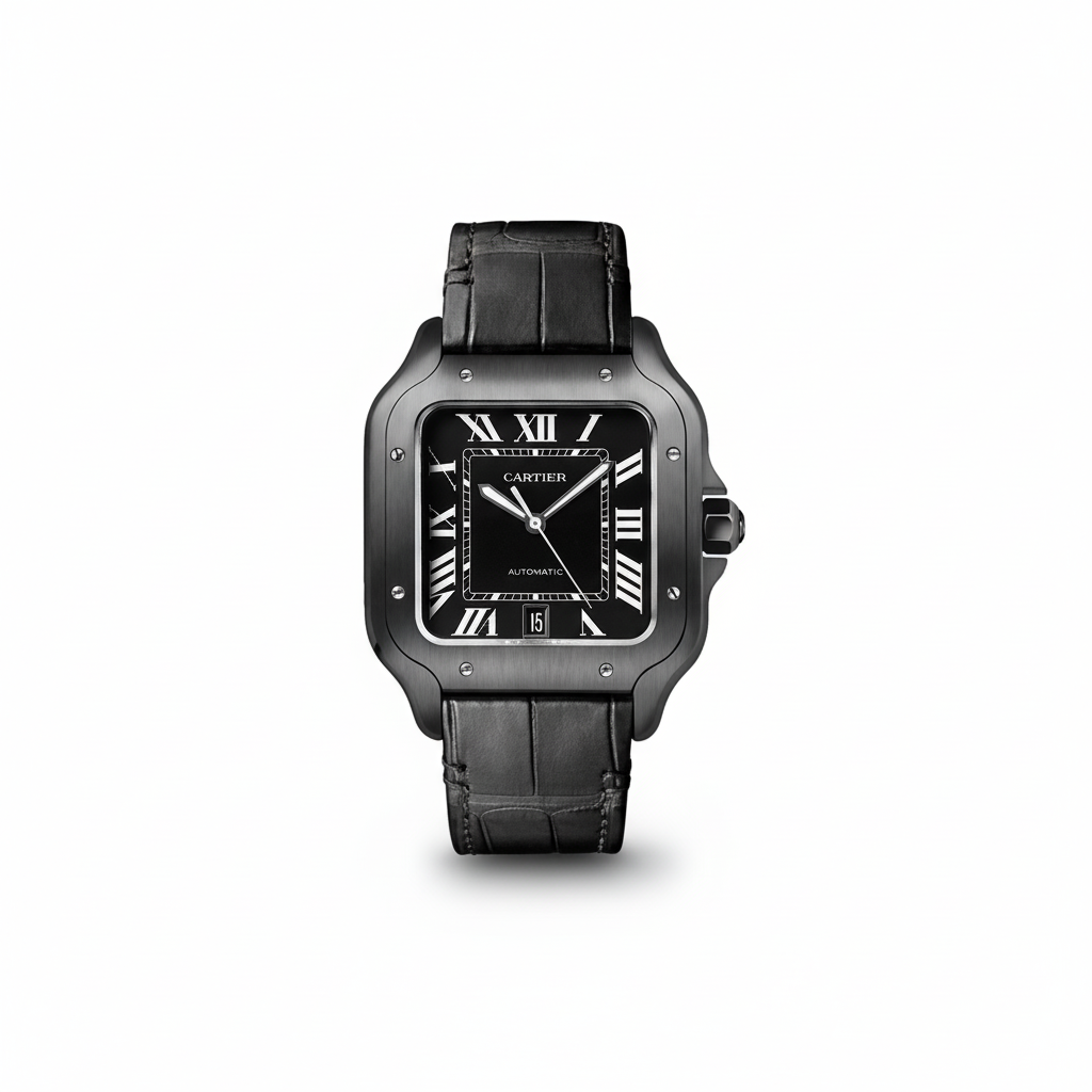 Cartier Santos de Cartier Black Dial Black Metal Steel