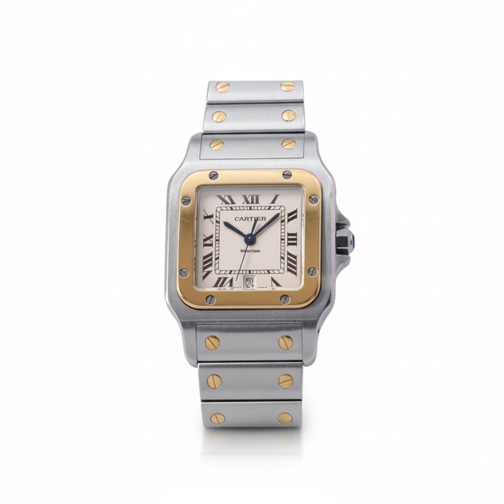 Cartier Santos de Cartier Silver Dial Yellow Gold Bracelet
