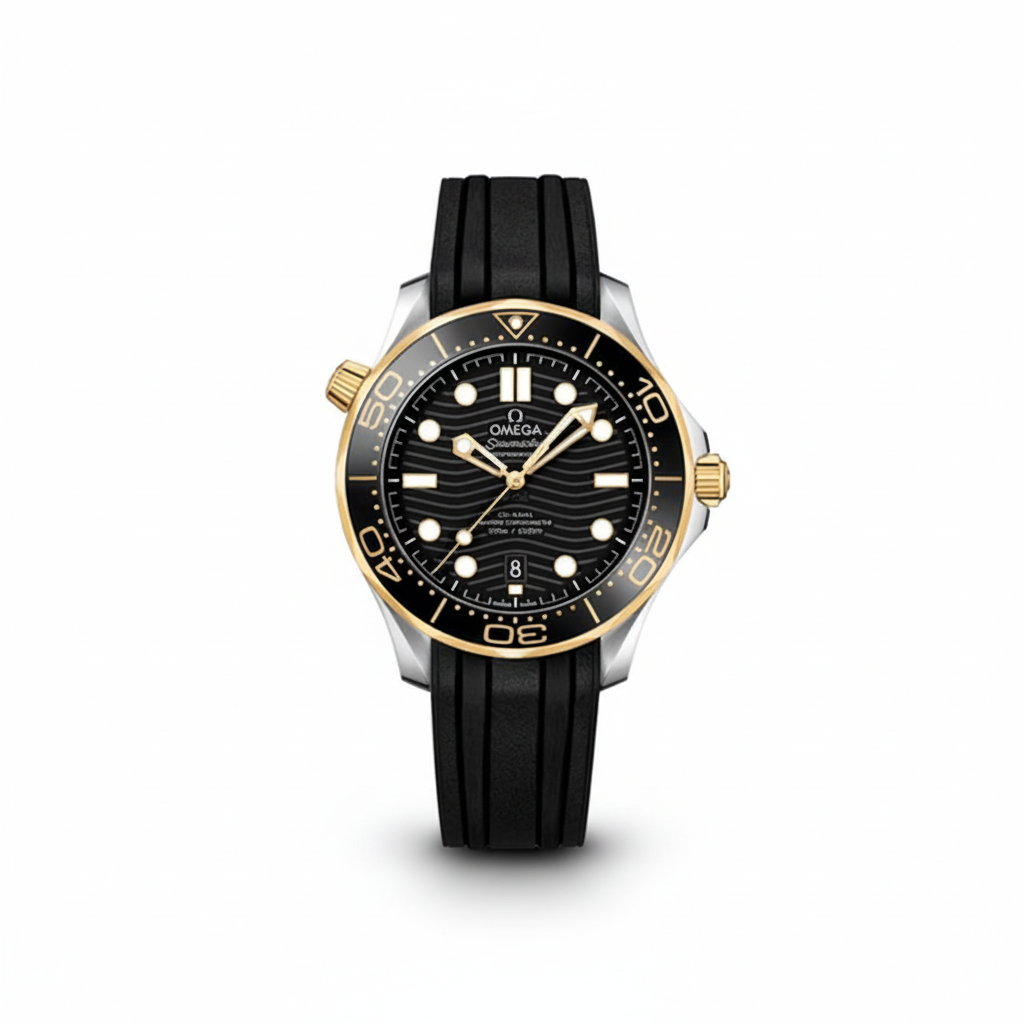 Omega Seamaster Diver 300M Black Dial Ceramic Gold Bezel