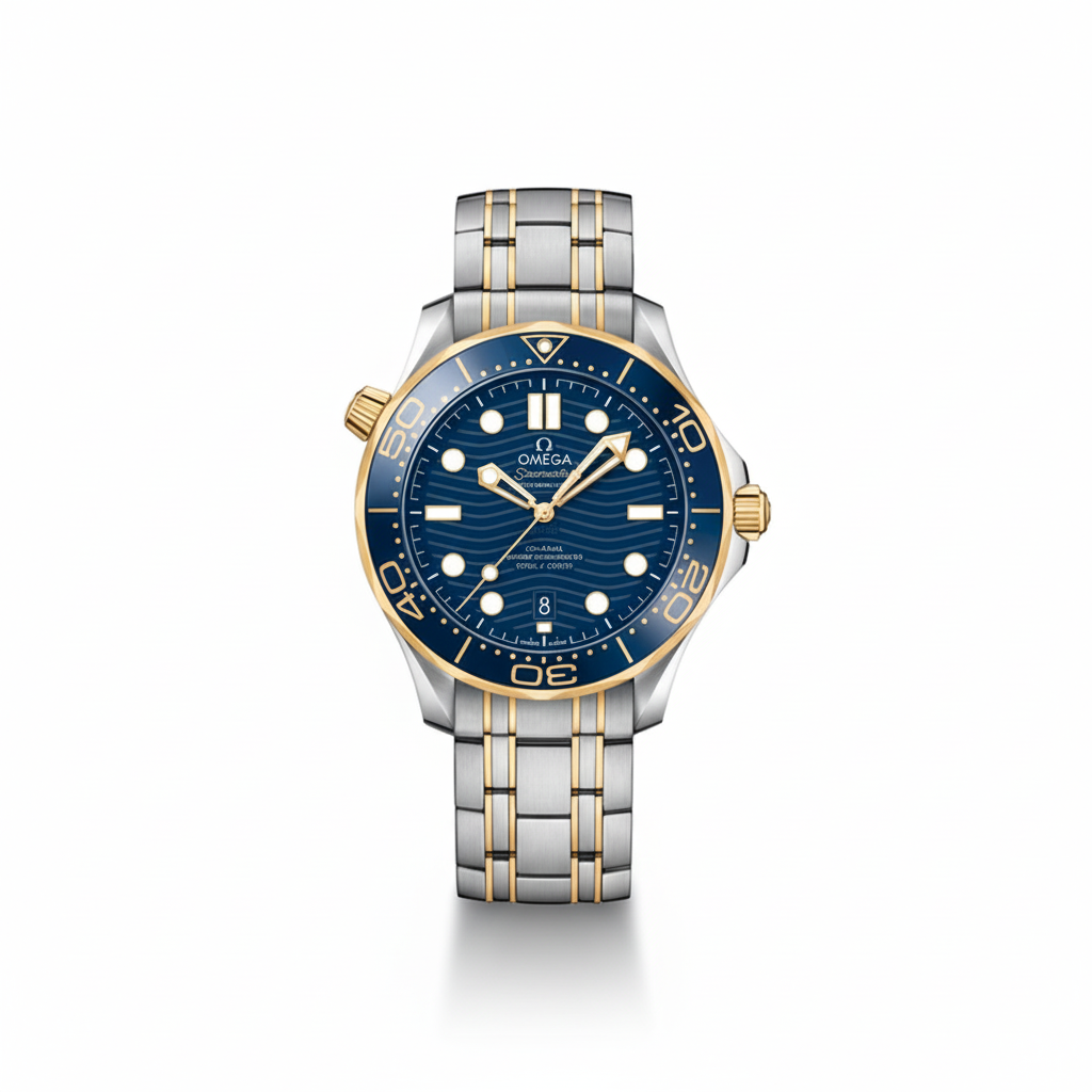 Omega Seamaster Diver 300M Blue Dial Gold Bezel Two-Tone