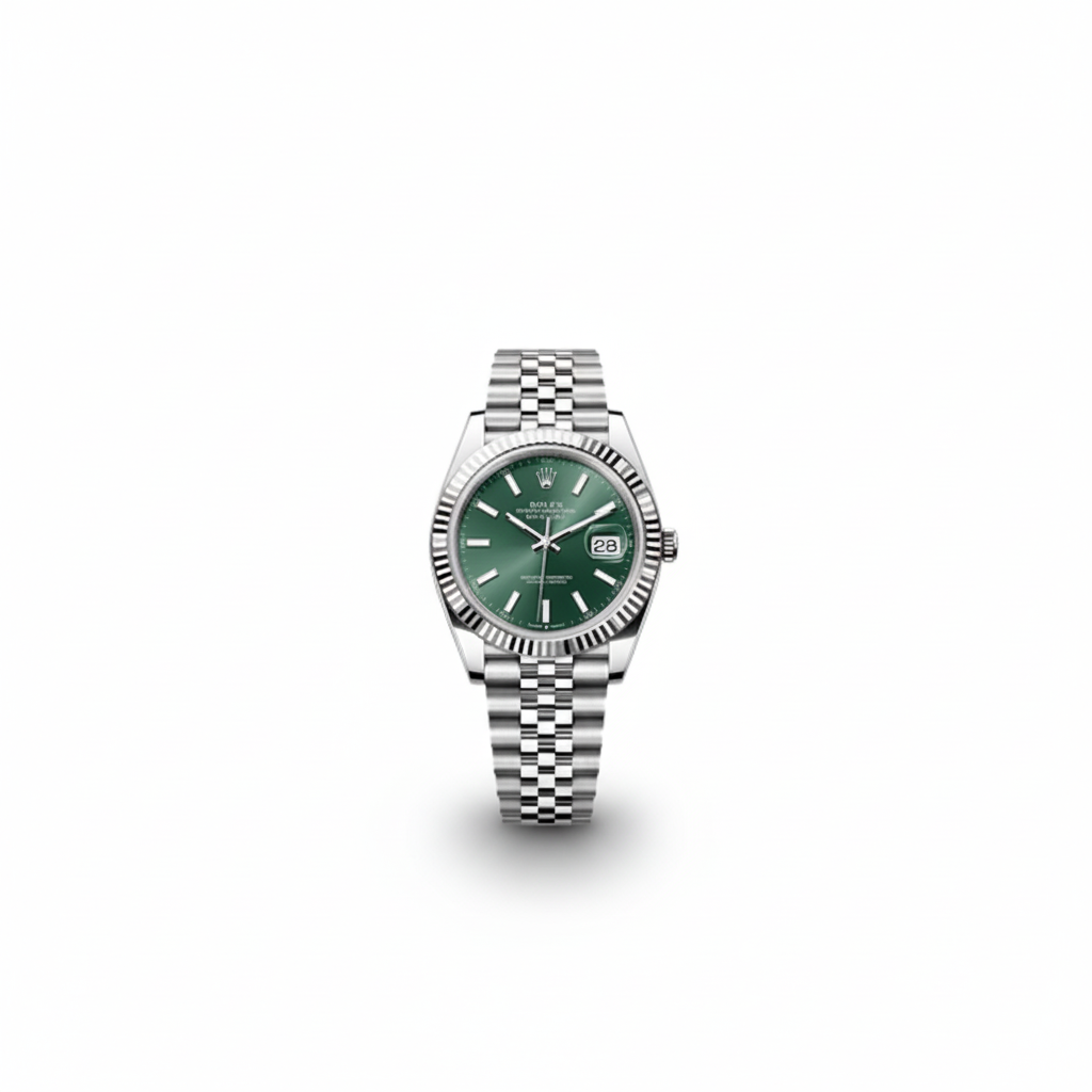 Rolex Datejust 41 Green Dial Oyster Bracelet Fluted Bezel