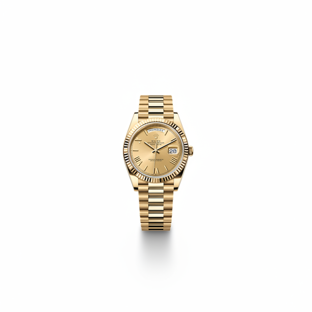 Rolex Day-Date 40 Champagne Dial Yellow Gold Fluted Bezel