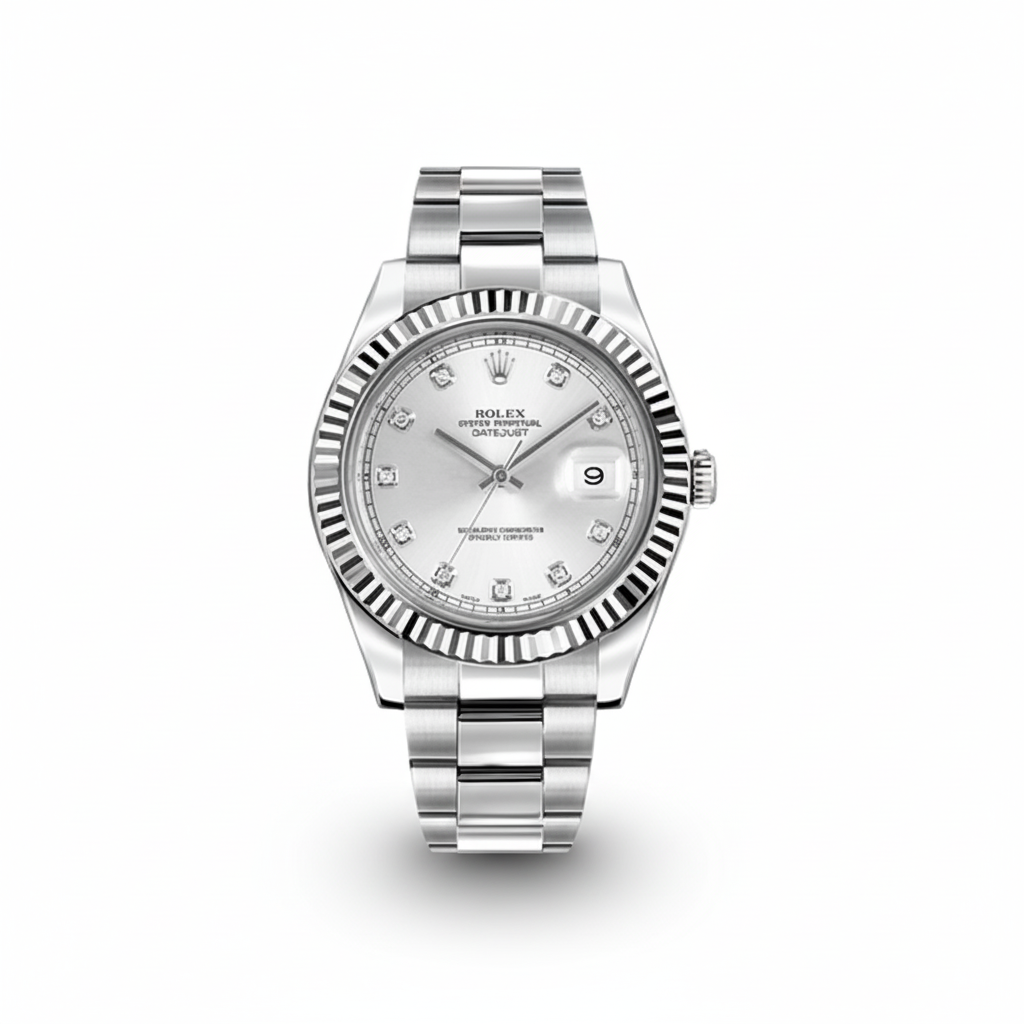 Rolex Day-Date 40 Silver Dial White Gold Diamond Bezel
