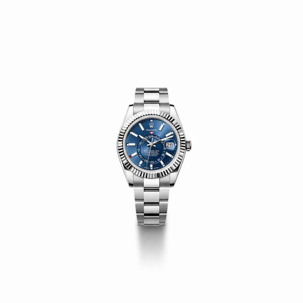 Rolex Sky-Dweller Blue Dial Stainless Steel Fluted Bezel