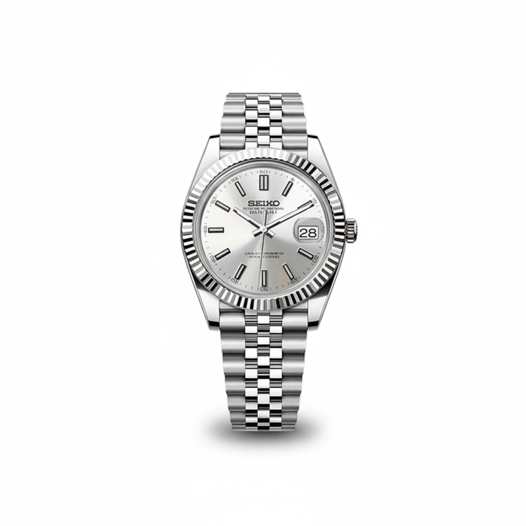 Seiko Datejust Silver Dial Fluted Bezel Jubilee