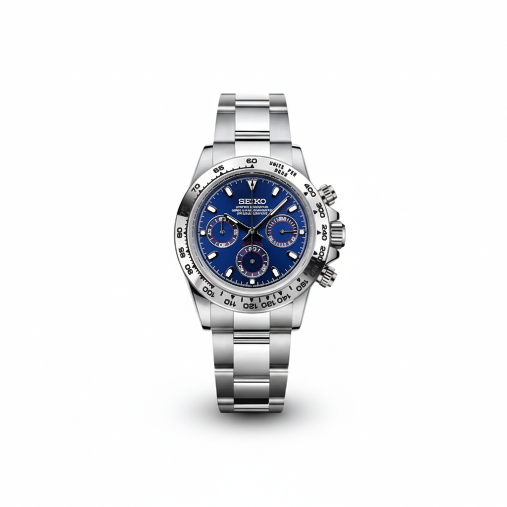 Seiko Daytona Blue Dial Steel Bracelet