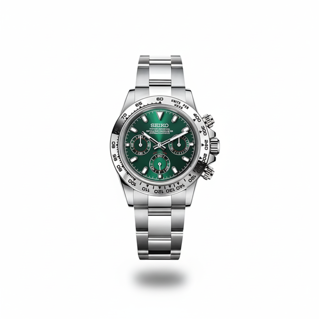 Seiko Daytona Green Dial Steel Bracelet