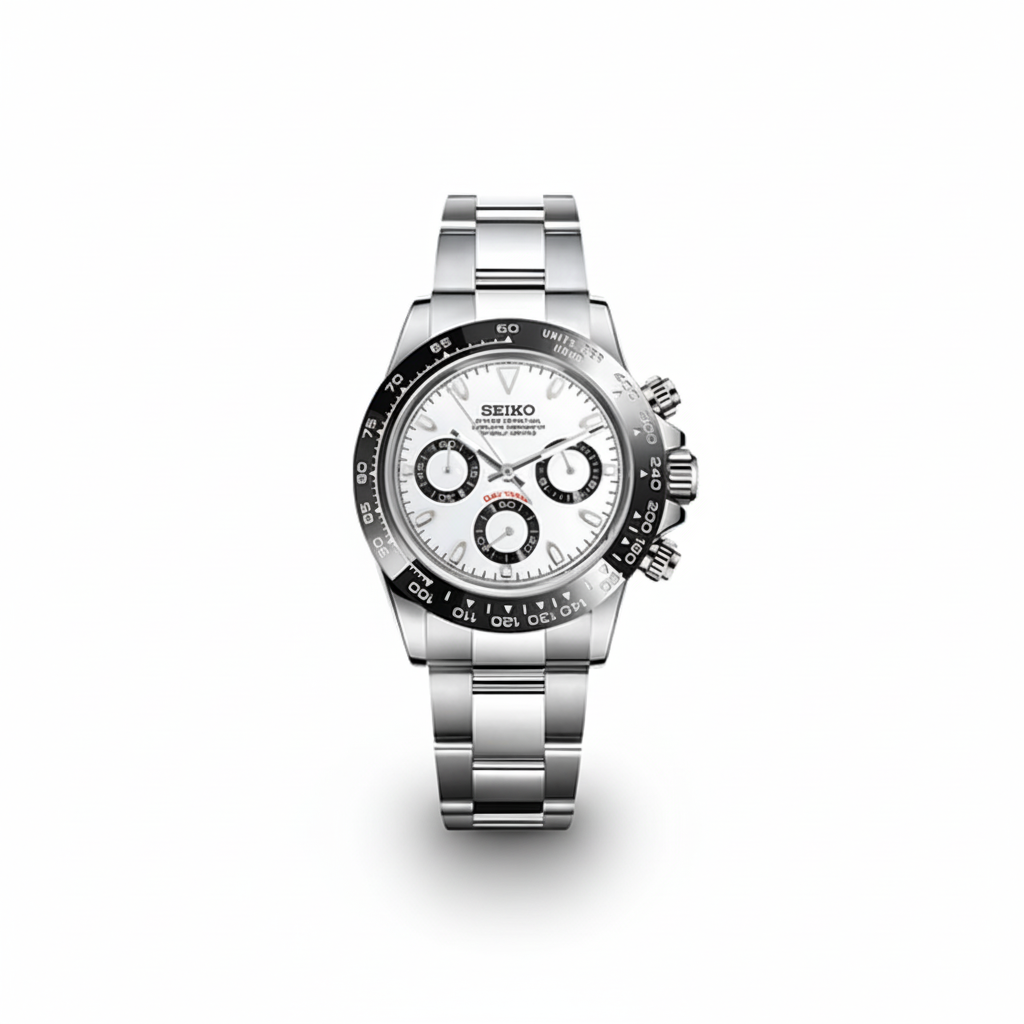 Seiko Daytona White Dial Steel Bracelet