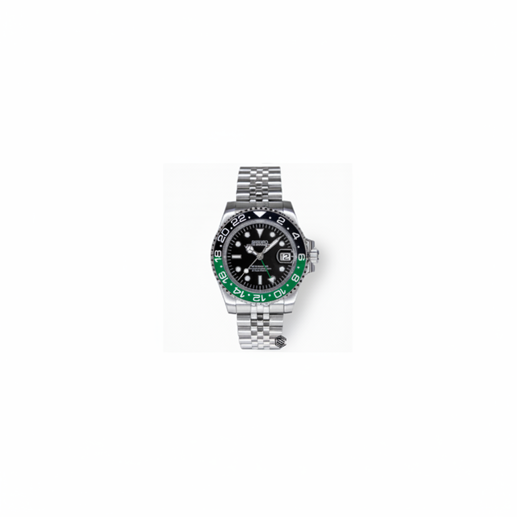 Seiko GMT Sprite Green/Black Bezel Black Dial