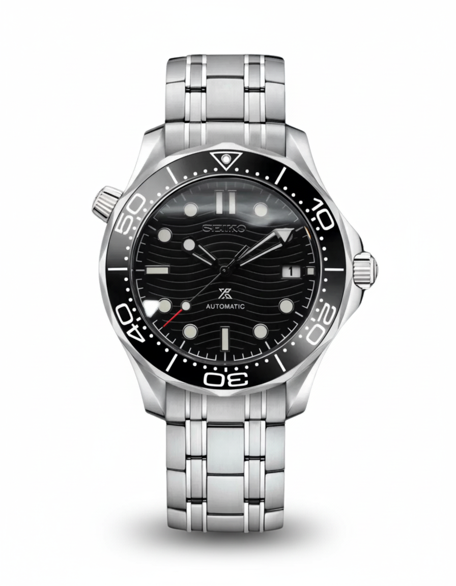 Seiko Seamaster Black Dial Black Bezel Steel