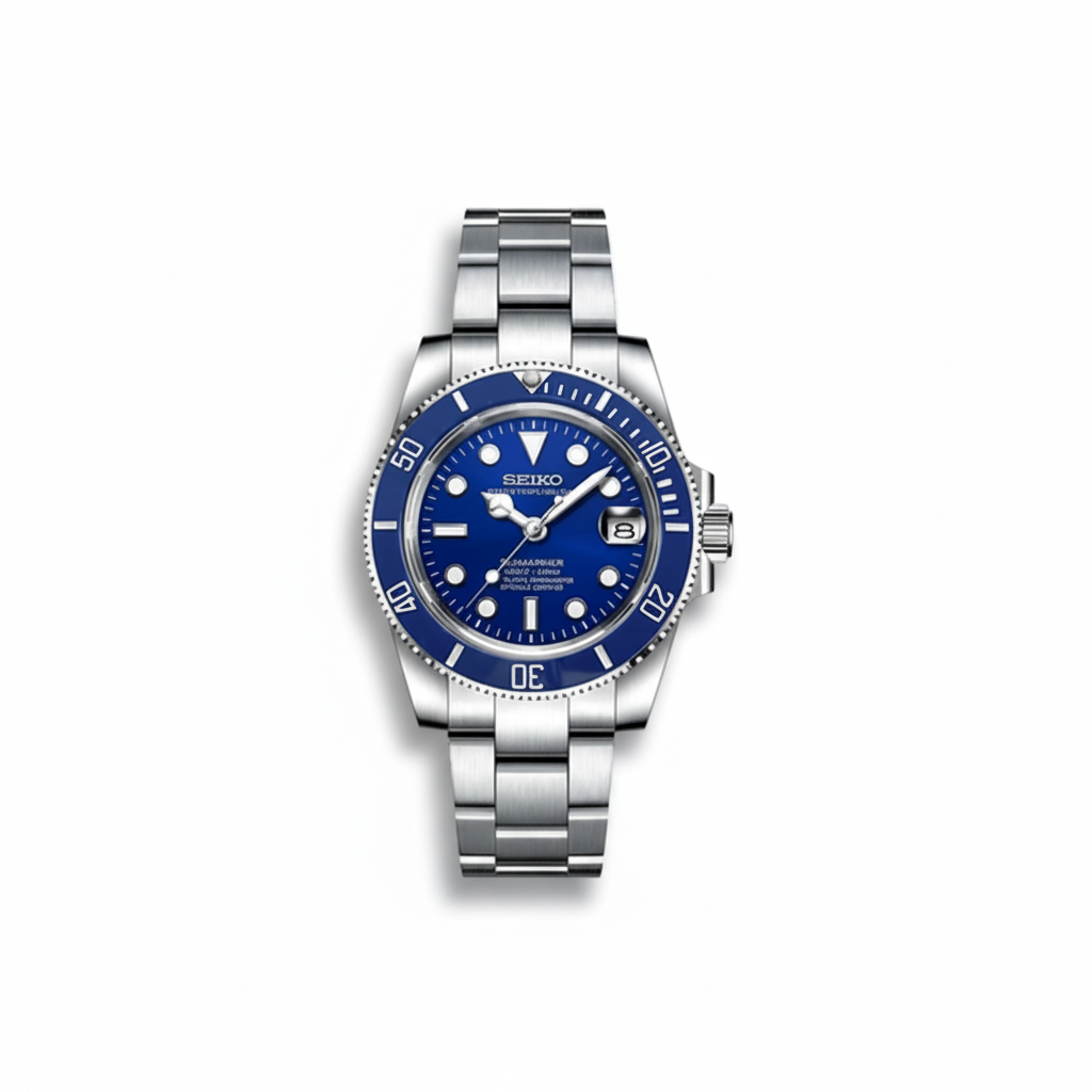 Seiko Submariner Blue Dial Blue Bezel Steel